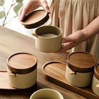 Pote de Especiarias de Cerâmica Grossa Estilo Japonês, Recipiente para Condimentos para Cozinha e Sala de Jantar, Frasco de Armazenamento de Sal e Açúcar, Mini Frasco de Especiarias com Colher, Adequado para Cozinha, Restaurante, Etc.