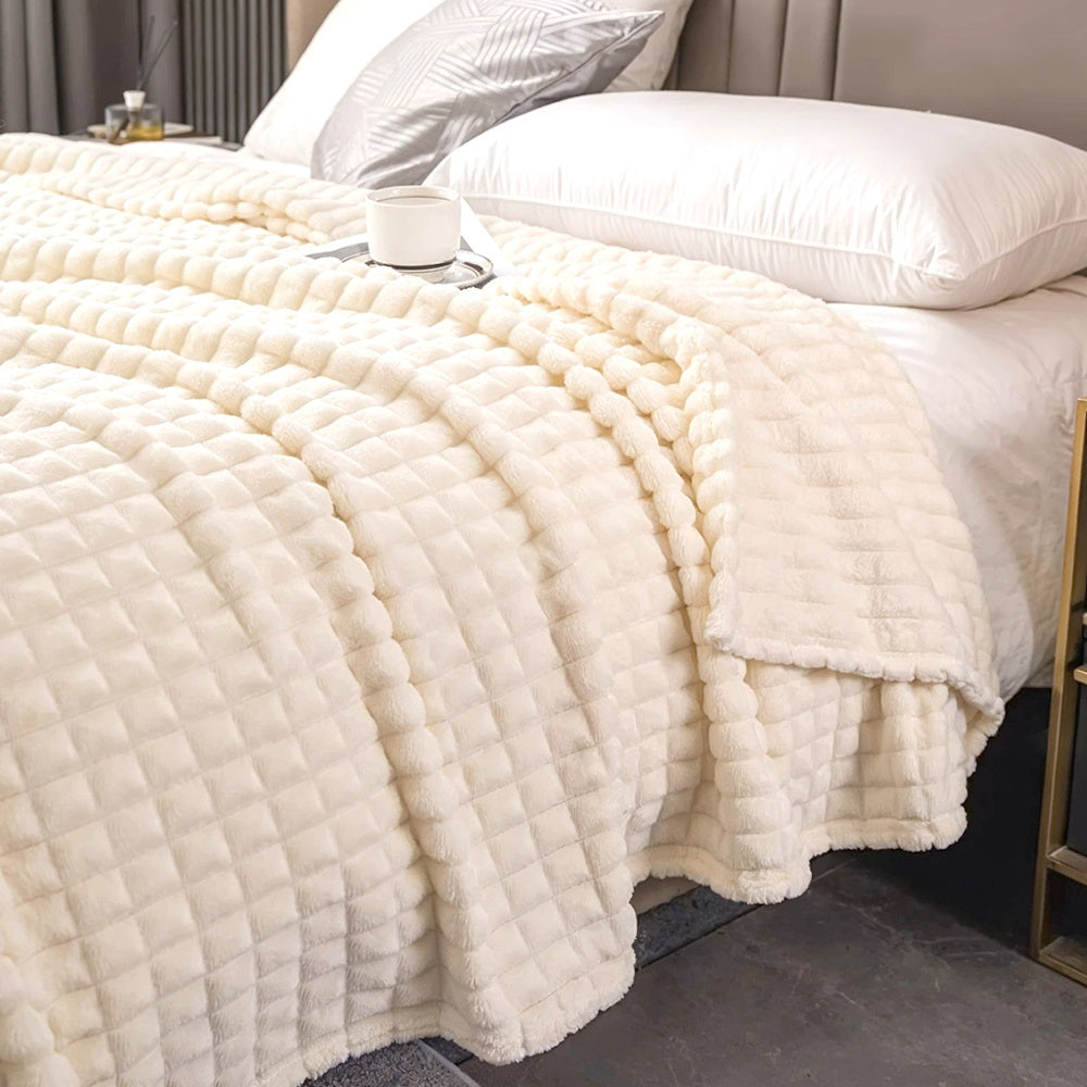1 manta de chão de flanela polar ultra macia, padrão axadrezado de cor sólida, manta de cama quente e aconchegante, manta de sofá leve para todas as estações, manta de sesta para sala de estar, quarto, sofá, escritório, campismo, viagens, decoração de casa, os melhores presentes para aniversário e Dia dos Namorados, tamanho individual/casal/king/super king