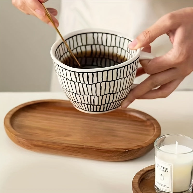 1 Tabuleiro de Servir Oval em Madeira Estilo Japonês - um Prato de Madeira Versátil Adequado para Uso Doméstico, na Cozinha e em Restaurantes - Perfeito para Servir Pequeno-Almoço, Pão, Sobremesas e Outros Artigos
