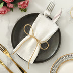 Conjunto de 6 Guardanapos de Pano com Franjas, 41.91 x 41.91 cm / 32.0 x 32.0 cm Guardanapos Quadrados Rústicos Feitos à Mão para Jantar, Casamento e Festas