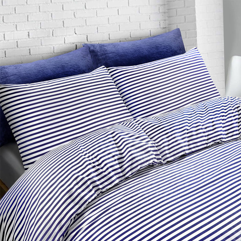 Conjunto de cama com 3 peças, em microfibra, com padrão de listras, com fronha e 2 alças, com fronhas, para quarto de casal, quarto de hóspedes, decoração de quarto, roupa de cama