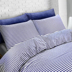 Conjunto de cama com 3 peças, em microfibra, com padrão de listras, com fronha e 2 alças, com fronhas, para quarto de casal, quarto de hóspedes, decoração de quarto, roupa de cama