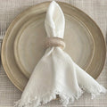 Conjunto de 6 Guardanapos de Pano com Franjas, 41.91 x 41.91 cm / 32.0 x 32.0 cm Guardanapos Quadrados Rústicos Feitos à Mão para Jantar, Casamento e Festas