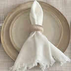 Conjunto de 6 Guardanapos de Pano com Franjas, 41.91 x 41.91 cm / 32.0 x 32.0 cm Guardanapos Quadrados Rústicos Feitos à Mão para Jantar, Casamento e Festas
