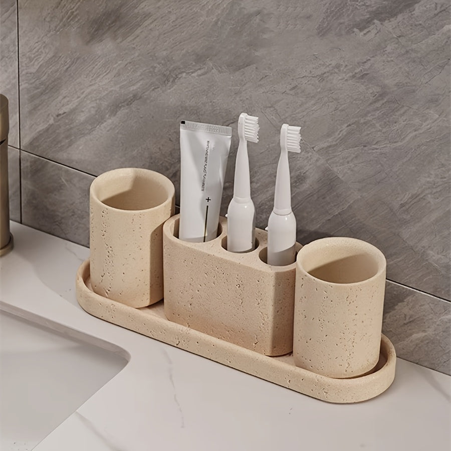 1 Peça Acessórios para Banheiro em Resina, Dispensador de Sabonete e Loção, Porta-Escova de Dentes, Copo para Banheiro, Bandeja de Penteadeira, Bandejas para Banheiro, Saboneteira, Organizador de Banheiro, Acessórios para Banheiro em Material Imitação de Pedra, Decorações para Banheiro, Presente de