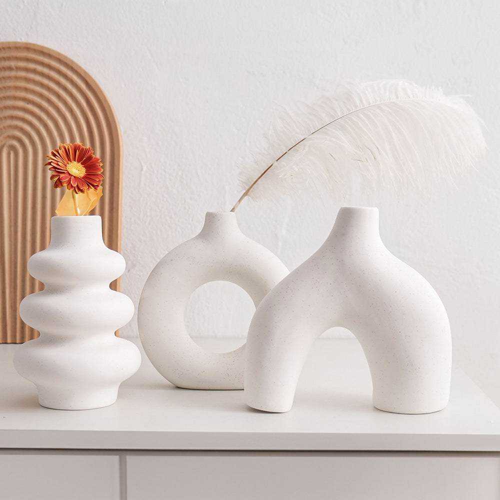 Conjunto de 3 vasos de cerâmica, vaso minimalista escandinavo para decoração de casa, escritório, café