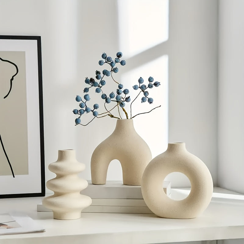 Conjunto de 3 vasos de cerâmica, vaso minimalista escandinavo para decoração de casa, escritório, café
