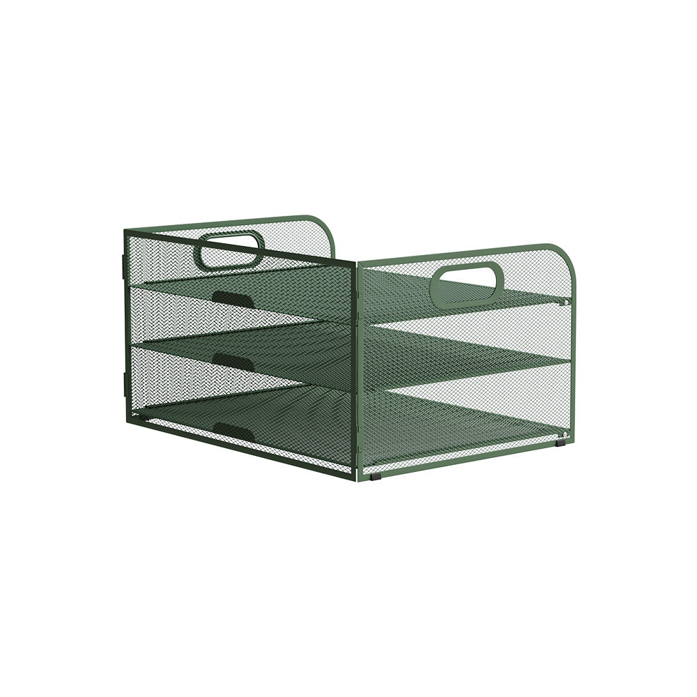 Organizador de secretária multifuncional de 3/4/5 níveis com pega, bandeja para documentos, organizador de secretária em malha, bandeja de armazenamento, rack de ordenação de pastas, organizador de cosméticos, perfeito para escritórios, escolas e casas (Verde)