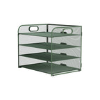 Organizador de secretária multifuncional de 3/4/5 níveis com pega, bandeja para documentos, organizador de secretária em malha, bandeja de armazenamento, rack de ordenação de pastas, organizador de cosméticos, perfeito para escritórios, escolas e casas (Verde)