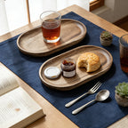 Conjunto de 3 / 1 peça de Bandeja de Servir Artesanal em Madeira de Acácia | Aestheticismo Japonês com Grão de Madeira Natural, Prato de Madeira Versátil Adequado para Pequeno-Almoço na Cama / Chá da Tarde / Festa de Sushi / Decoração Minimalista para Casa