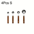 Conjunto de 1/4/8 unidades de Copos e Colheres de Medição com Cabo de Madeira de Acácia - Utensílios e Acessórios de Cozinha para Pastelaria com Ponta Prateada