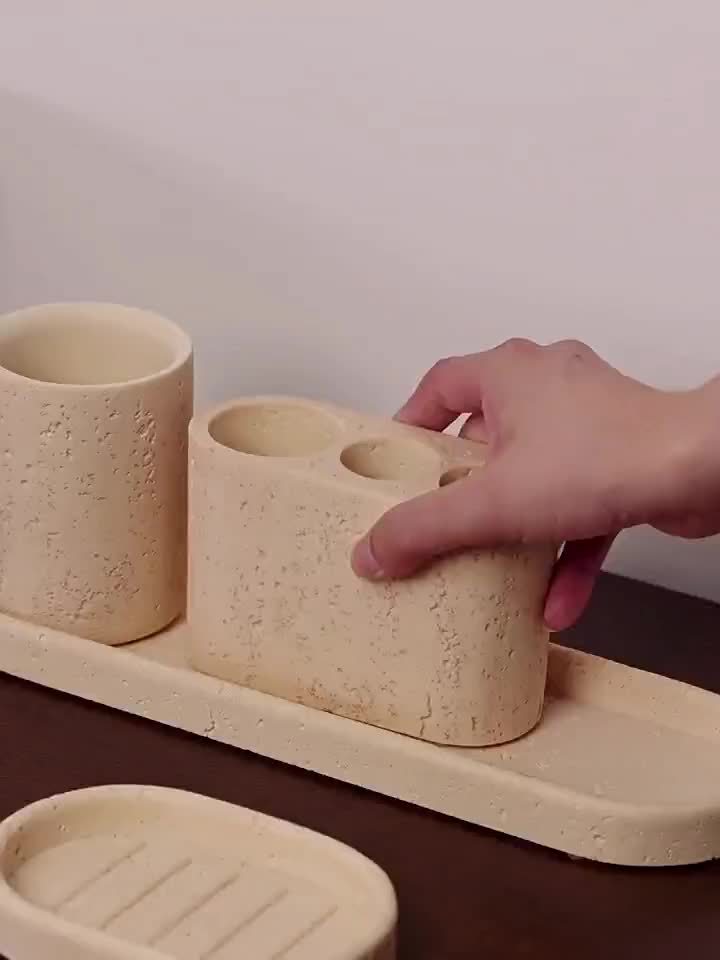 1 Peça Acessórios para Banheiro em Resina, Dispensador de Sabonete e Loção, Porta-Escova de Dentes, Copo para Banheiro, Bandeja de Penteadeira, Bandejas para Banheiro, Saboneteira, Organizador de Banheiro, Acessórios para Banheiro em Material Imitação de Pedra, Decorações para Banheiro, Presente de