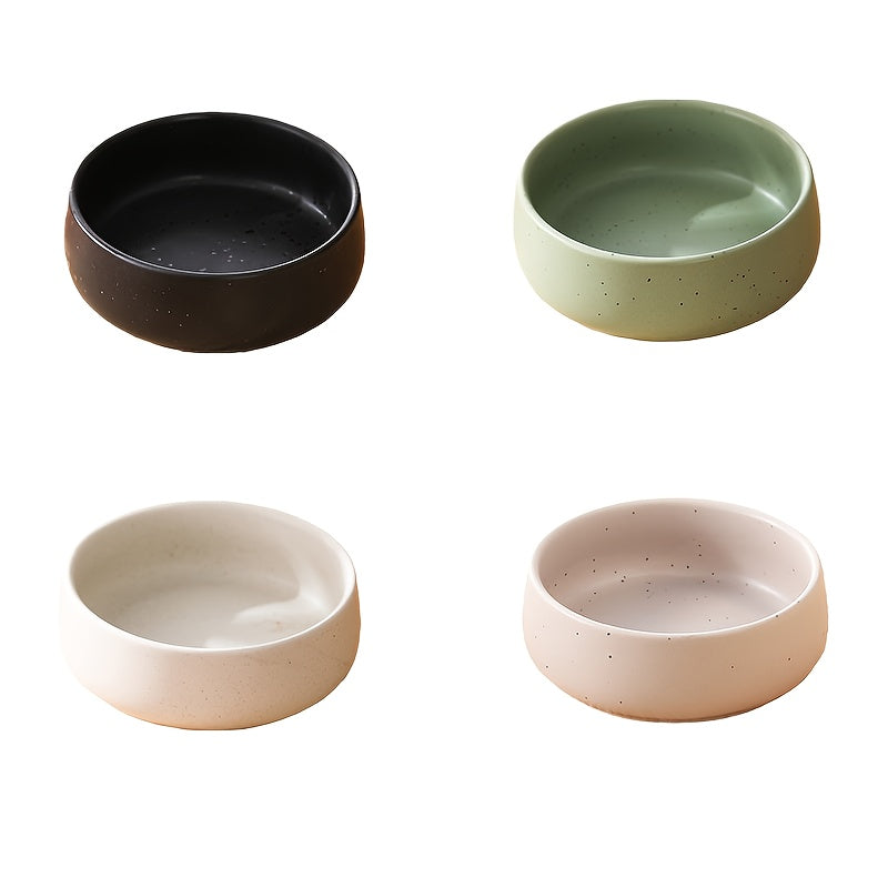 Conjunto de 4 peças; Pratos de cerâmica para temperar; Taças para condimentos; Pequenas taças laterais; Pequenas pratos laterais; Adequado para aperitivos, vários snacks, condimentos de mesa, molhos, conjunto de 4 pequenas taças com 8,89 cm, lavável na máquina de lavar louça e seguro para micro-ondas