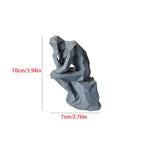 Estátua de Peça Cinza Homem Pensativo - Decoração para Mesa, Entrada, Escritório, Presente de Feriado e Aniversário