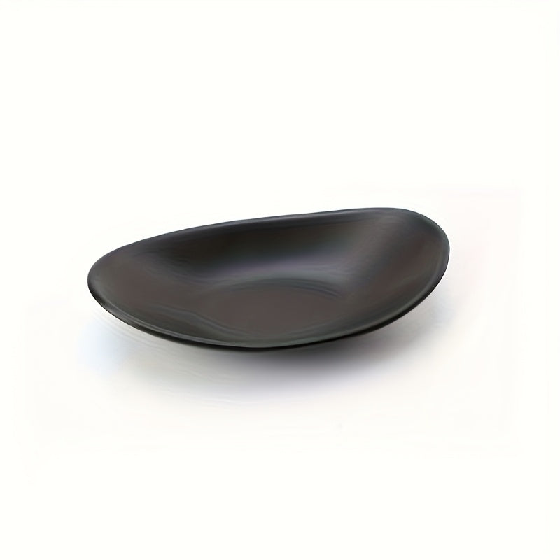 Um Elegante Porta-Joias e Porta-Chaves Oval Preto, uma Caixa de Armazenamento em Melamina Fashion, Perfeita para Anéis, Chaves e Ornamentos, Ideal para Várias Festas. (Não Adequado para Contacto com Alimentos)