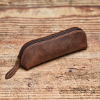 1 estojo de lápis de couro de vaca de camada superior em estilo vintage, 1 unidade, bolsa de armazenamento de óculos de couro genuíno premium, organizador de papelaria de couro Crazy Horse