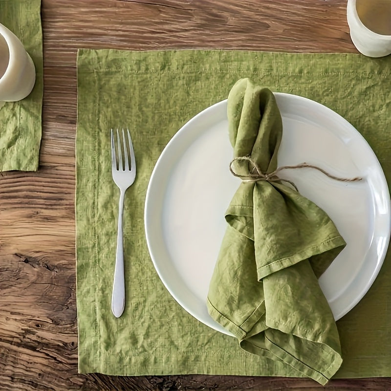 1 Toalhinha de Linho, Toalha de Mesa Quadrada de Cor Sólida de Alta Qualidade, Toalhita de Linho Decoração de Cozinha Hotel Restaurante Ocidental, Toalha de Mesa Quadrada Verde para Casamento (40Cm/15.75In)