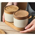 Pote de Especiarias de Cerâmica Grossa Estilo Japonês, Recipiente para Condimentos para Cozinha e Sala de Jantar, Frasco de Armazenamento de Sal e Açúcar, Mini Frasco de Especiarias com Colher, Adequado para Cozinha, Restaurante, Etc.