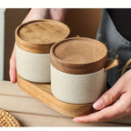 Pote de Especiarias de Cerâmica Grossa Estilo Japonês, Recipiente para Condimentos para Cozinha e Sala de Jantar, Frasco de Armazenamento de Sal e Açúcar, Mini Frasco de Especiarias com Colher, Adequado para Cozinha, Restaurante, Etc.