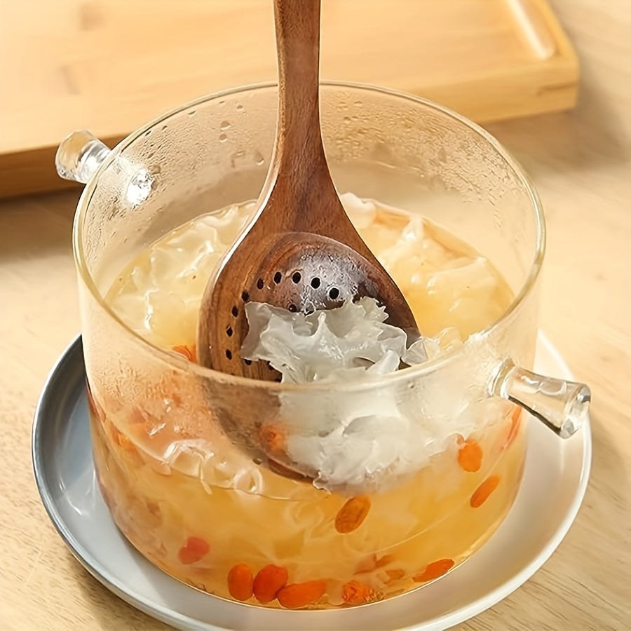 Conjunto de 3/5 Colheres de Madeira para Cozinha com Espátula para Wok, Utensílios de Cozinha em Teca Natural - Espátula, Escumadeira e Conjunto de Conchas, Ideal para o Natal, Perfeito para o Dia de Ação de Graças