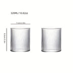 Conjunto de 2/4 Copos de Vidro com Listras Verticais, 320ml, Copos de Vidro Transparente, Copos com Listras Verticais para Beber Bebidas Domésticas, Leite, Suco e Café com Facilidade, Design com Altura de 8,5cm, Copos de Vidro Texturizado Transparente