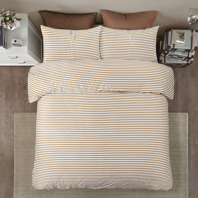 Conjunto de cama com 3 peças, em microfibra, com padrão de listras, com fronha e 2 alças, com fronhas, para quarto de casal, quarto de hóspedes, decoração de quarto, roupa de cama