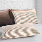 Conjunto de cama com 3 peças, em microfibra, com padrão de listras, com fronha e 2 alças, com fronhas, para quarto de casal, quarto de hóspedes, decoração de quarto, roupa de cama