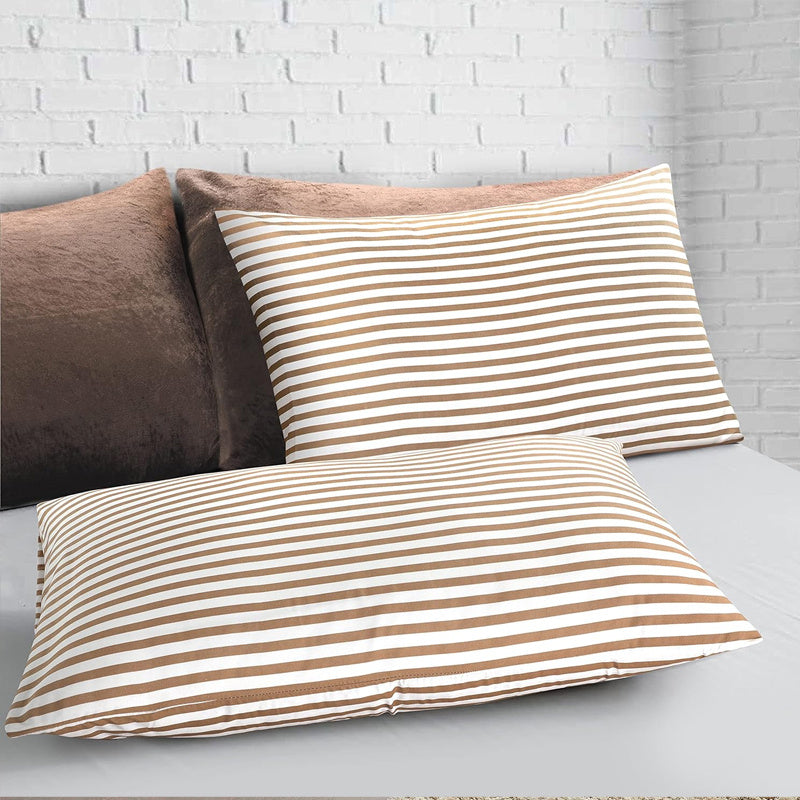 Conjunto de cama com 3 peças, em microfibra, com padrão de listras, com fronha e 2 alças, com fronhas, para quarto de casal, quarto de hóspedes, decoração de quarto, roupa de cama