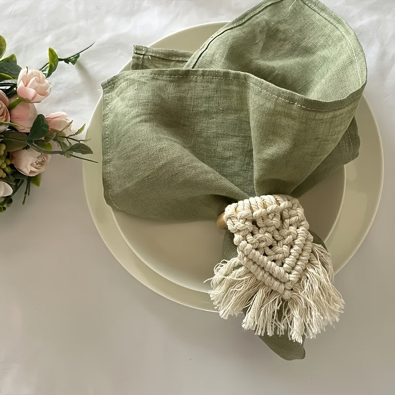 1 Toalhinha de Linho, Toalha de Mesa Quadrada de Cor Sólida de Alta Qualidade, Toalhita de Linho Decoração de Cozinha Hotel Restaurante Ocidental, Toalha de Mesa Quadrada Verde para Casamento (40Cm/15.75In)