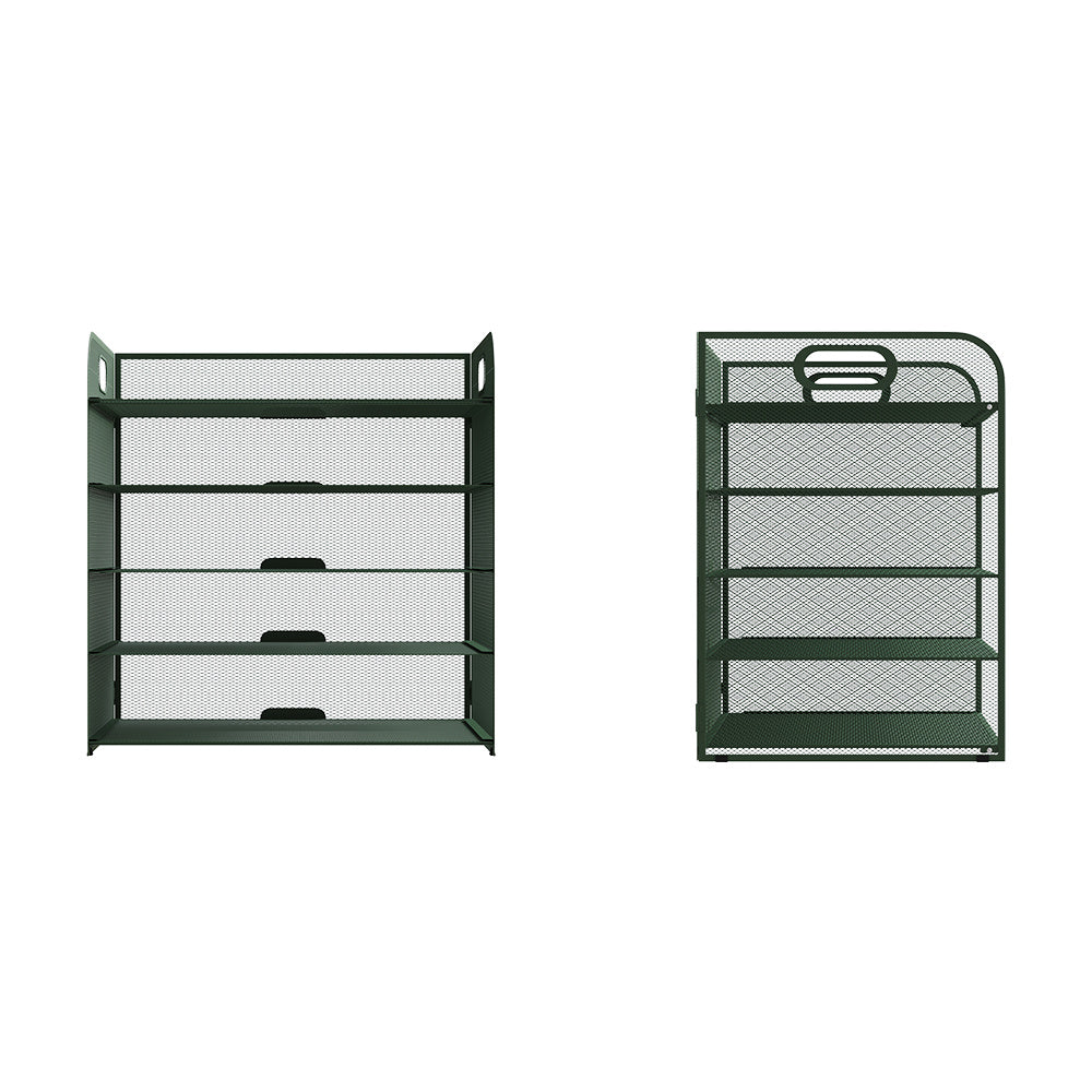 Organizador de secretária multifuncional de 3/4/5 níveis com pega, bandeja para documentos, organizador de secretária em malha, bandeja de armazenamento, rack de ordenação de pastas, organizador de cosméticos, perfeito para escritórios, escolas e casas (Verde)
