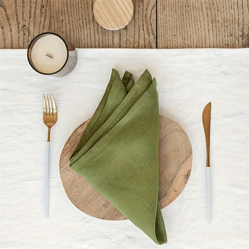 1 Toalhinha de Linho, Toalha de Mesa Quadrada de Cor Sólida de Alta Qualidade, Toalhita de Linho Decoração de Cozinha Hotel Restaurante Ocidental, Toalha de Mesa Quadrada Verde para Casamento (40Cm/15.75In)