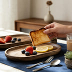 Conjunto de 3 / 1 peça de Bandeja de Servir Artesanal em Madeira de Acácia | Aestheticismo Japonês com Grão de Madeira Natural, Prato de Madeira Versátil Adequado para Pequeno-Almoço na Cama / Chá da Tarde / Festa de Sushi / Decoração Minimalista para Casa