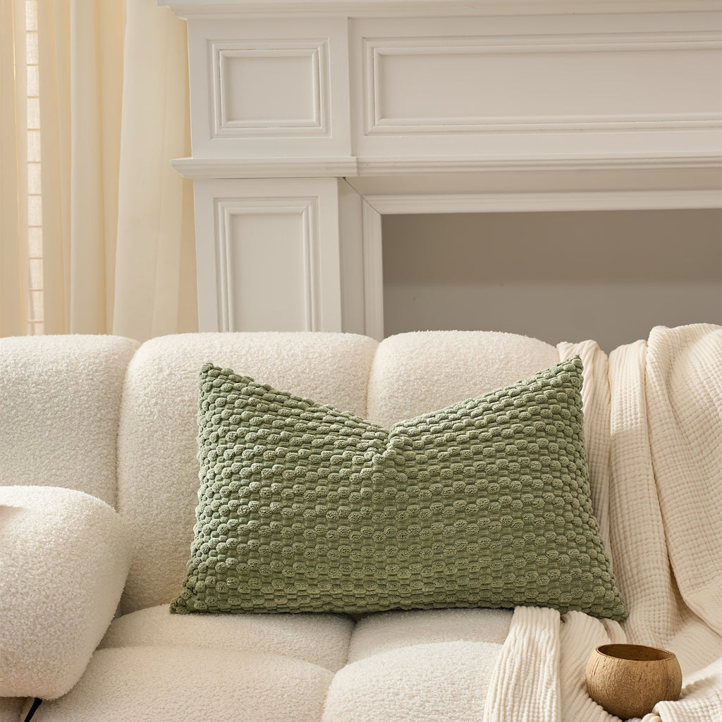 Uma Fronha (Enchimento de Travesseiro Não Incluído), Toque de Pelúcia com Grão Bolha, Elegante, Confortável e Macia com Grão Texturizado para Uso Doméstico Diário. Adequada para Sofás, Camas, Salas de Jantar e Almofadas de Quarto. Uma Fronha Acessória para Casa e Cozinha para as Quatro Estações