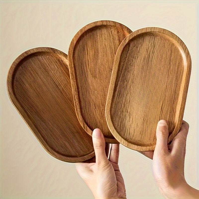 1 Tabuleiro de Servir Oval em Madeira Estilo Japonês - um Prato de Madeira Versátil Adequado para Uso Doméstico, na Cozinha e em Restaurantes - Perfeito para Servir Pequeno-Almoço, Pão, Sobremesas e Outros Artigos