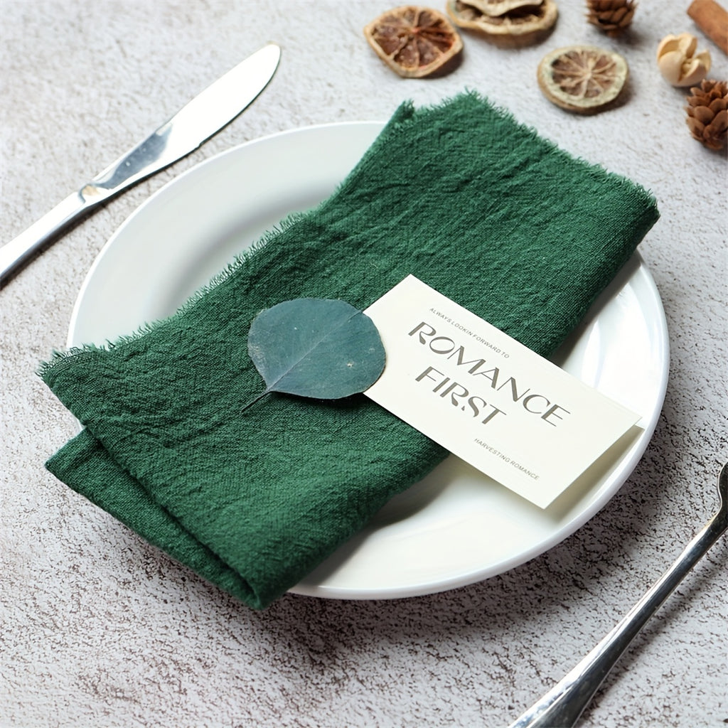 Rustic Fringe Linen Napkins Set