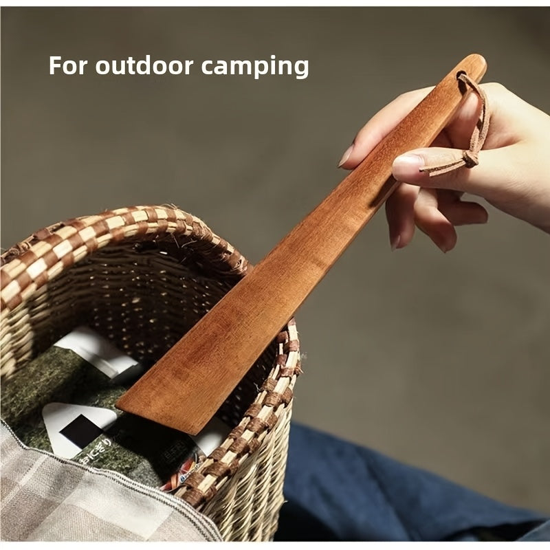 Espátula de Madeira de Acácia Artesanal, Leve e Pendurável para Camping ao Ar Livre, Utensílio Triangular Antiaderente para Cozinhar, Espátula Sólida para Mexer e Virar Frigideiras