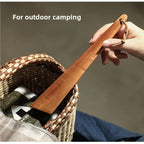 Espátula de Madeira de Acácia Artesanal, Leve e Pendurável para Camping ao Ar Livre, Utensílio Triangular Antiaderente para Cozinhar, Espátula Sólida para Mexer e Virar Frigideiras