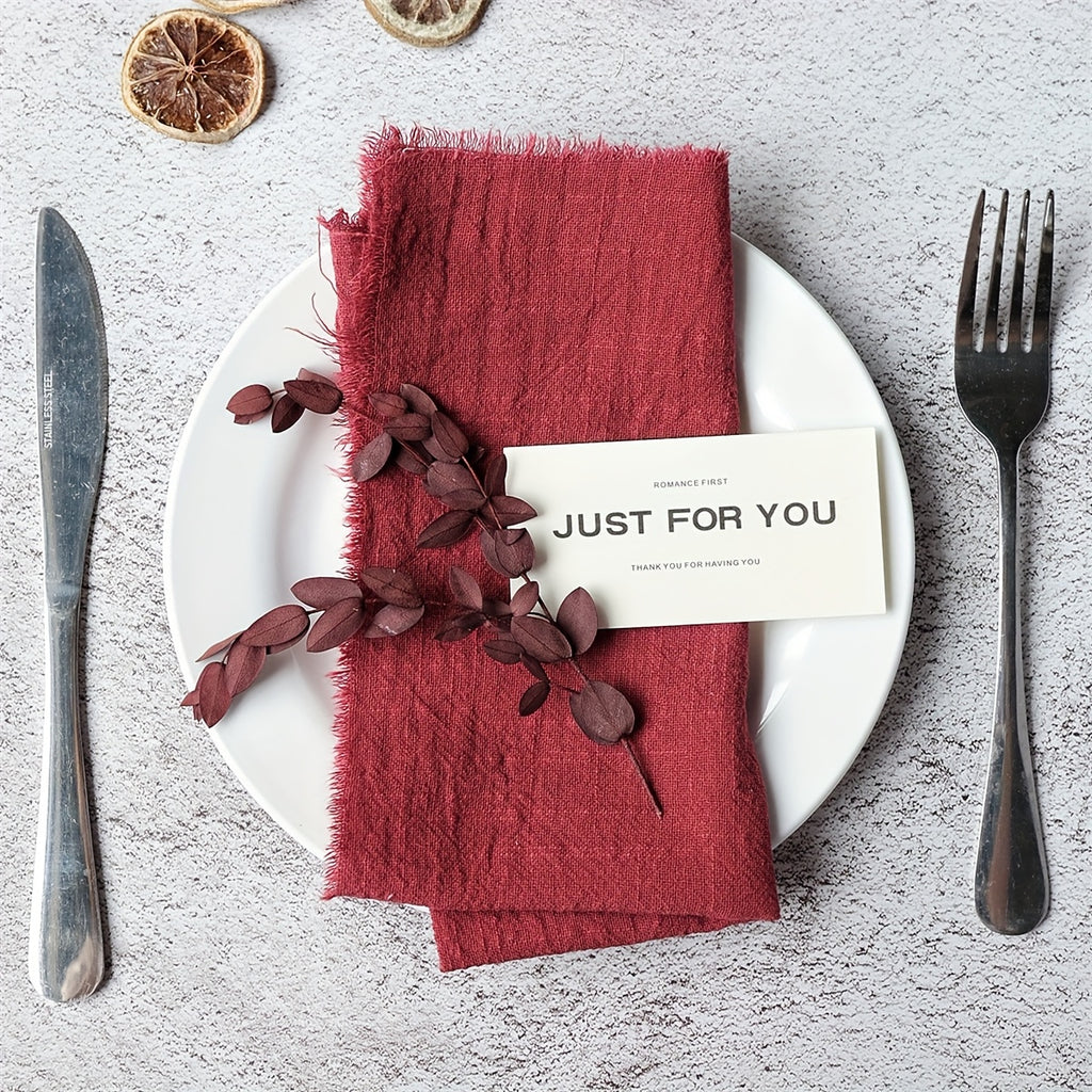 Rustic Fringe Linen Napkins Set