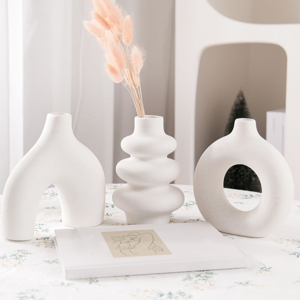 Conjunto de 3 vasos de cerâmica, vaso minimalista escandinavo para decoração de casa, escritório, café