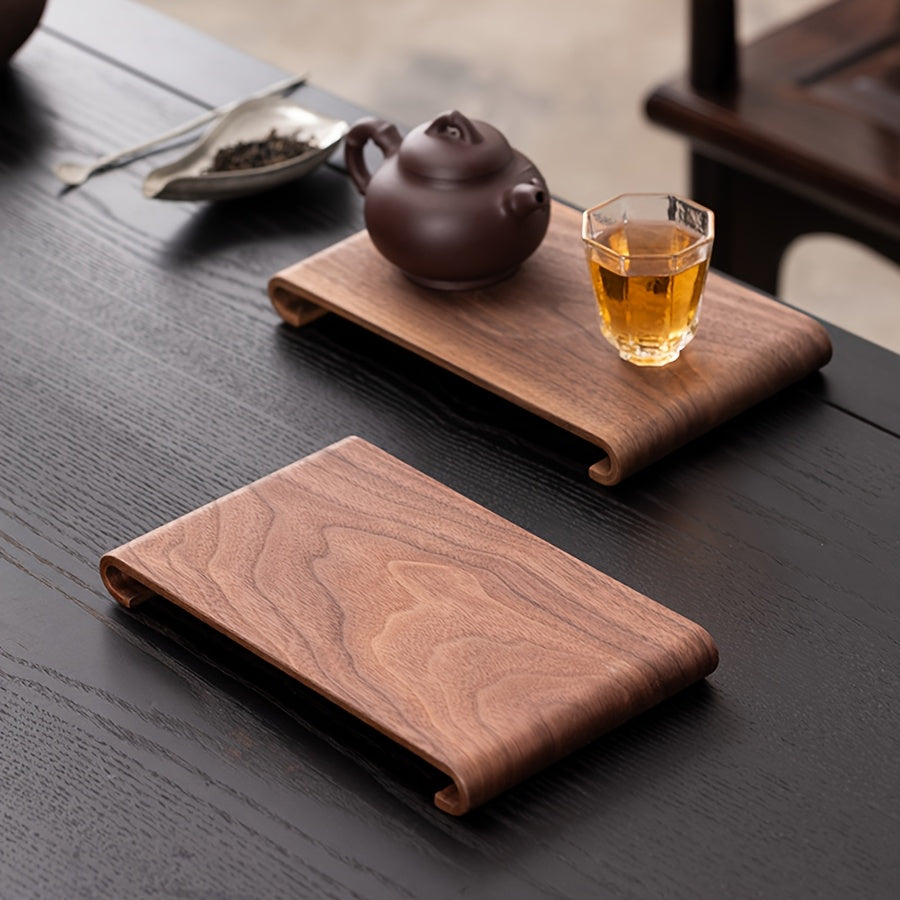 1 Tabuleiro de Chá Retangular | Material de Tronco Contemporâneo, Acabamento Lacado, Padrão Sólido para Uso Doméstico e Hoteleiro (Sem Contacto com Alimentos)