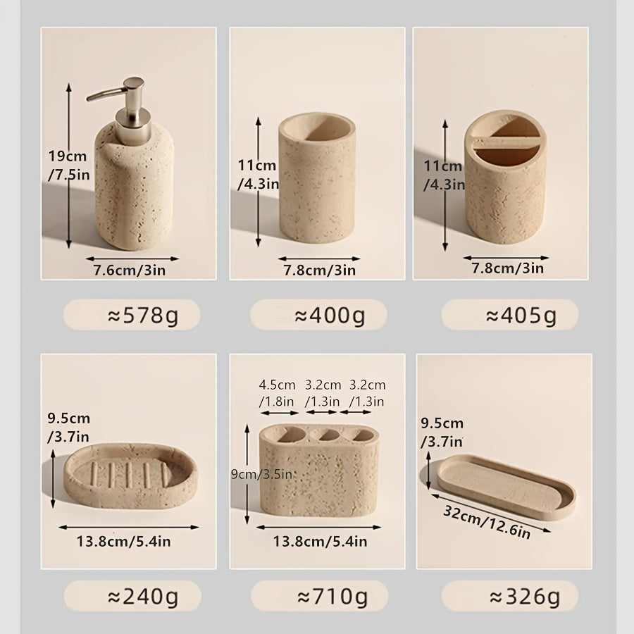 1 Peça Acessórios para Banheiro em Resina, Dispensador de Sabonete e Loção, Porta-Escova de Dentes, Copo para Banheiro, Bandeja de Penteadeira, Bandejas para Banheiro, Saboneteira, Organizador de Banheiro, Acessórios para Banheiro em Material Imitação de Pedra, Decorações para Banheiro, Presente de