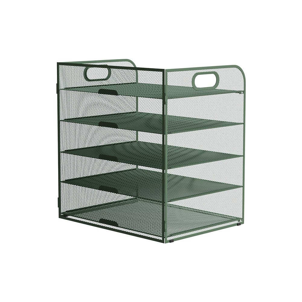 Organizador de secretária multifuncional de 3/4/5 níveis com pega, bandeja para documentos, organizador de secretária em malha, bandeja de armazenamento, rack de ordenação de pastas, organizador de cosméticos, perfeito para escritórios, escolas e casas (Verde)