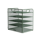 Organizador de secretária multifuncional de 3/4/5 níveis com pega, bandeja para documentos, organizador de secretária em malha, bandeja de armazenamento, rack de ordenação de pastas, organizador de cosméticos, perfeito para escritórios, escolas e casas (Verde)