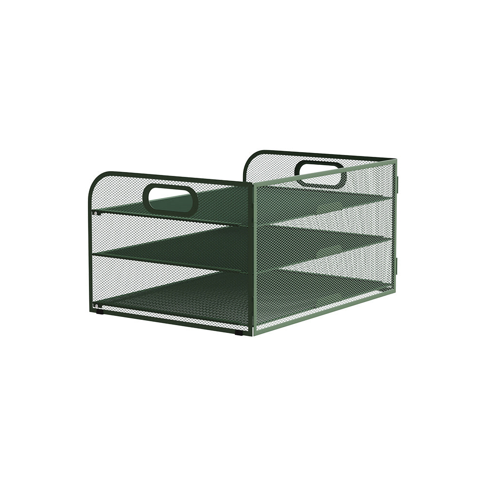 Organizador de secretária multifuncional de 3/4/5 níveis com pega, bandeja para documentos, organizador de secretária em malha, bandeja de armazenamento, rack de ordenação de pastas, organizador de cosméticos, perfeito para escritórios, escolas e casas (Verde)