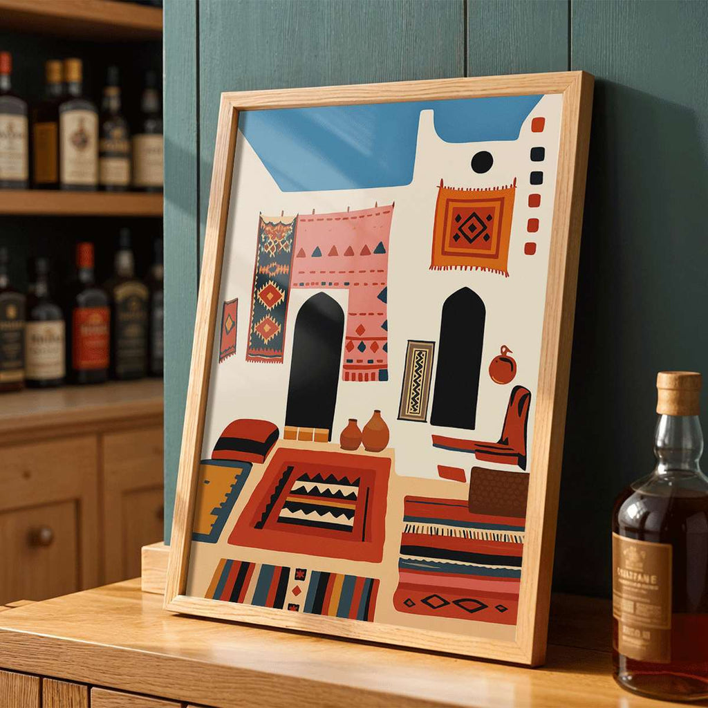 1 Pôster de Arte Boêmio - Decoração de Parede Étnica Adequada para Salas de Estar, Quartos, Banheiros, Cozinhas, Salas de Jantar e Escritórios - Impressão em Tela Sem Moldura, Arte de Tapete, Decorações, 2D Plano, Perfeito para Decoração de Ambientes