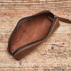 1 estojo de lápis de couro de vaca de camada superior em estilo vintage, 1 unidade, bolsa de armazenamento de óculos de couro genuíno premium, organizador de papelaria de couro Crazy Horse
