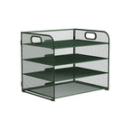 Organizador de secretária multifuncional de 3/4/5 níveis com pega, bandeja para documentos, organizador de secretária em malha, bandeja de armazenamento, rack de ordenação de pastas, organizador de cosméticos, perfeito para escritórios, escolas e casas (Verde)