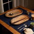 Conjunto de 3 / 1 peça de Bandeja de Servir Artesanal em Madeira de Acácia | Aestheticismo Japonês com Grão de Madeira Natural, Prato de Madeira Versátil Adequado para Pequeno-Almoço na Cama / Chá da Tarde / Festa de Sushi / Decoração Minimalista para Casa