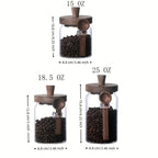 Um Frasco de Vidro com Tampa de Madeira e um Frasco Transparente com Colher, Projetado para Armazenamento de Alimentos na Cozinha, Incluindo Café, Chá, Açúcar e Frascos Decorativos de Organização de Bancada (450Ml-750Ml), Frascos de Especiarias, Recipientes para Papas de Aveia de Noite