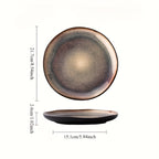 Disponível nas Quatro Estações - Prato Irregular Yunmeng - Design de Cerâmica Azul e Chama, Perfeito para Prato de Salada de Massa e Frutas, Louça da Moda, Cerâmica Feita por Artista, Prato de Cerâmica Irregular com Gradiente, Prato para Bife, Prato de Massa para Restaurante